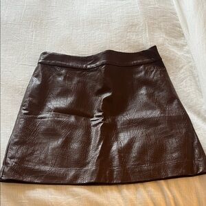 J. Crew Factory Brown Leather Snakeskin Mini Skirt